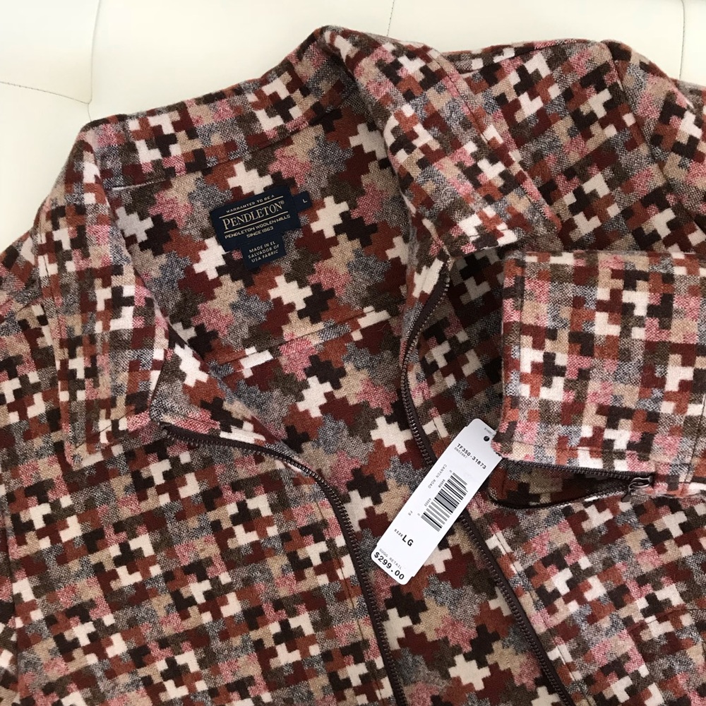 Pendleton wool Brown and Cream Patterned Jacket s… - image 9